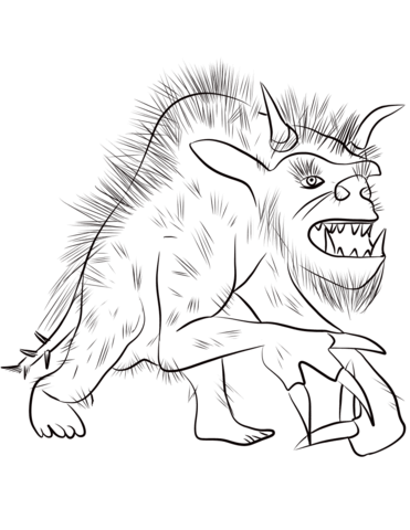 Fantasy Werewolf Coloring Page